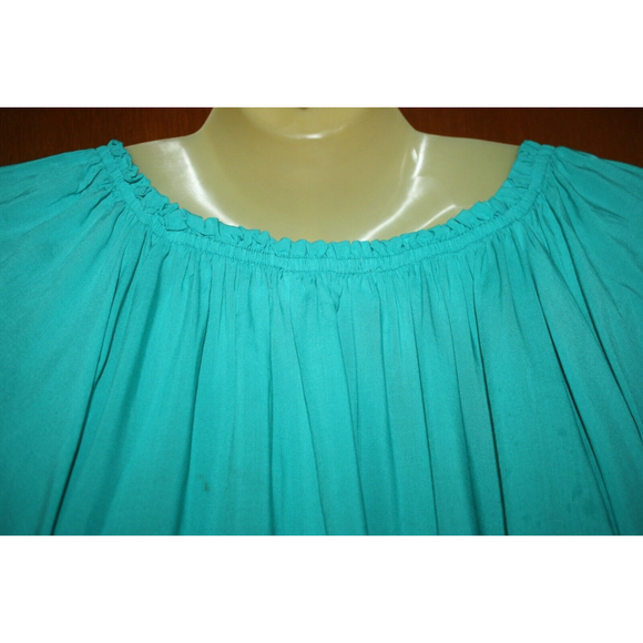 Altered State Off Shoulder Boho Green Blouse Tunic Size S 3/4 Bell Sleeve  EUC - Picture 5 of 6